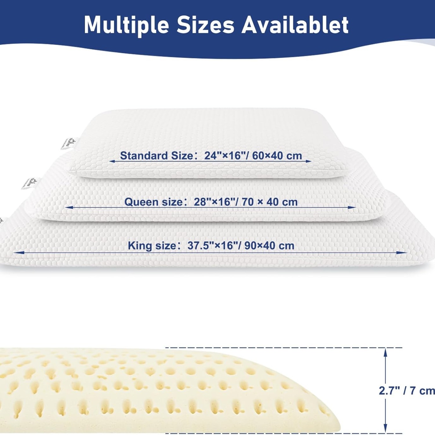 Slim Sleeper Thin Latex Pillow King Size dimensions and specifications